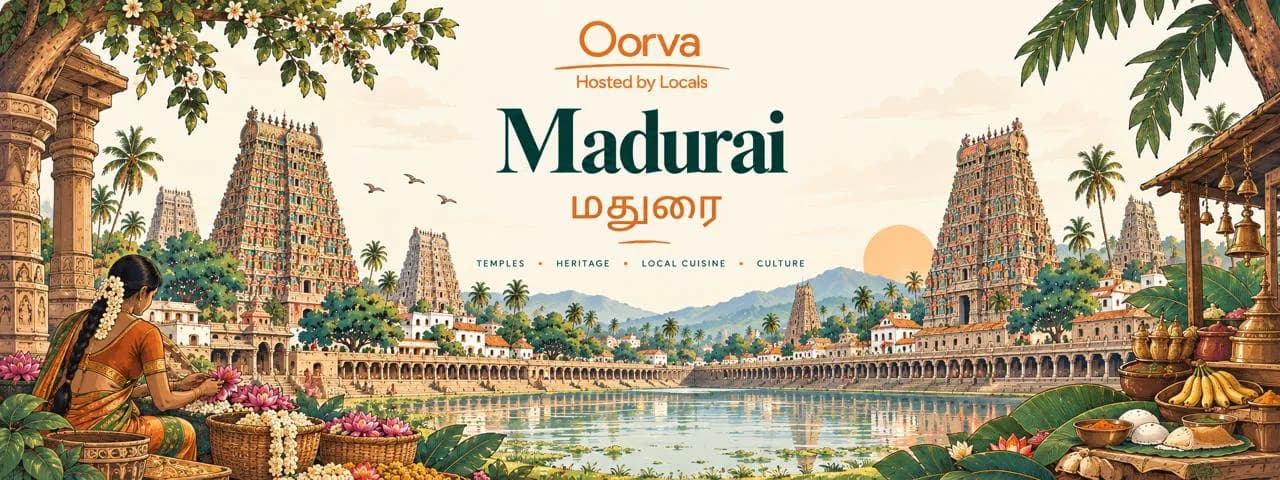 Madurai banner — temples, heritage, local cuisine and culture, hosted by locals